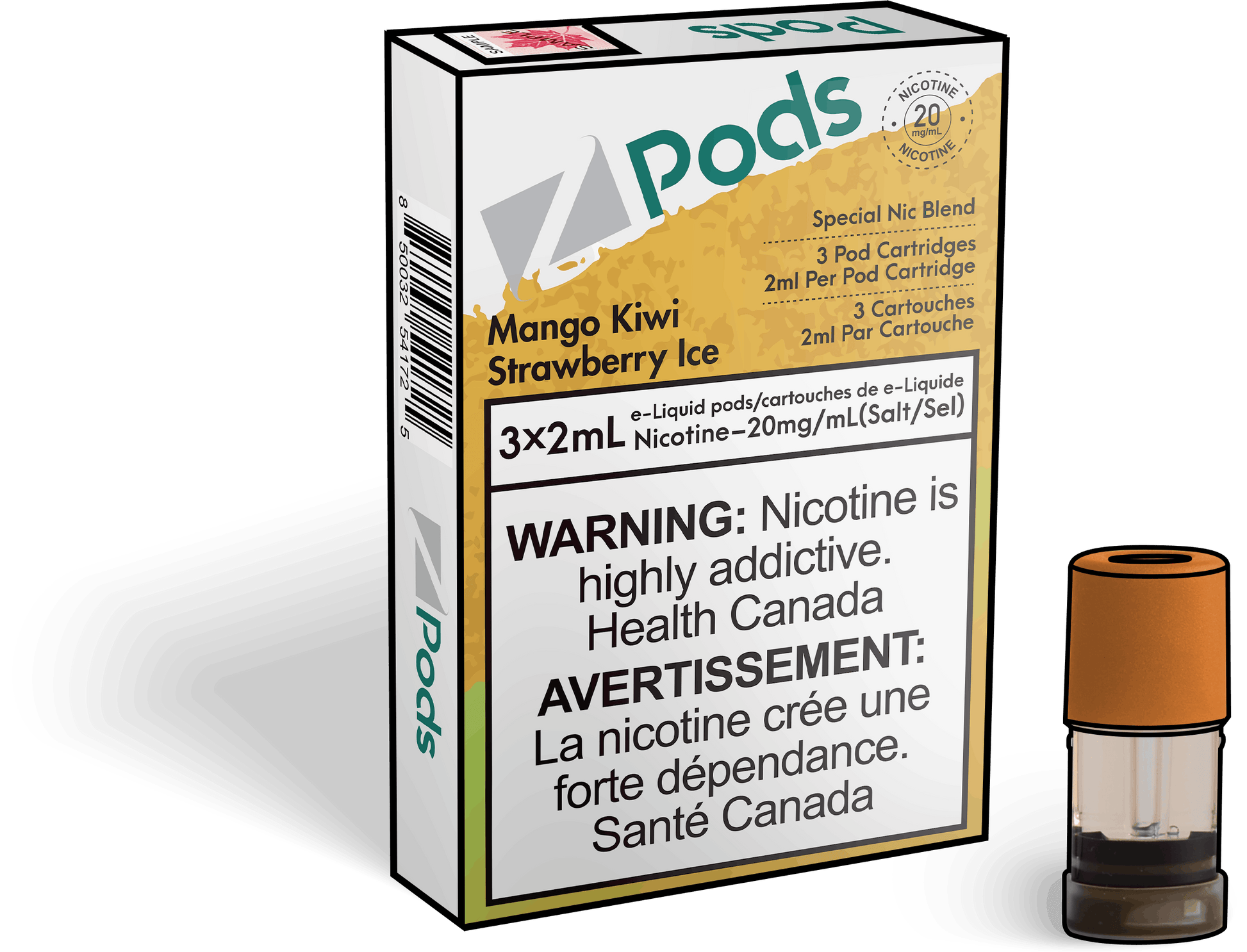 Zpods_Mango_Kiwi_Strawberry_Ice_pods_Nic_salt_Vape
