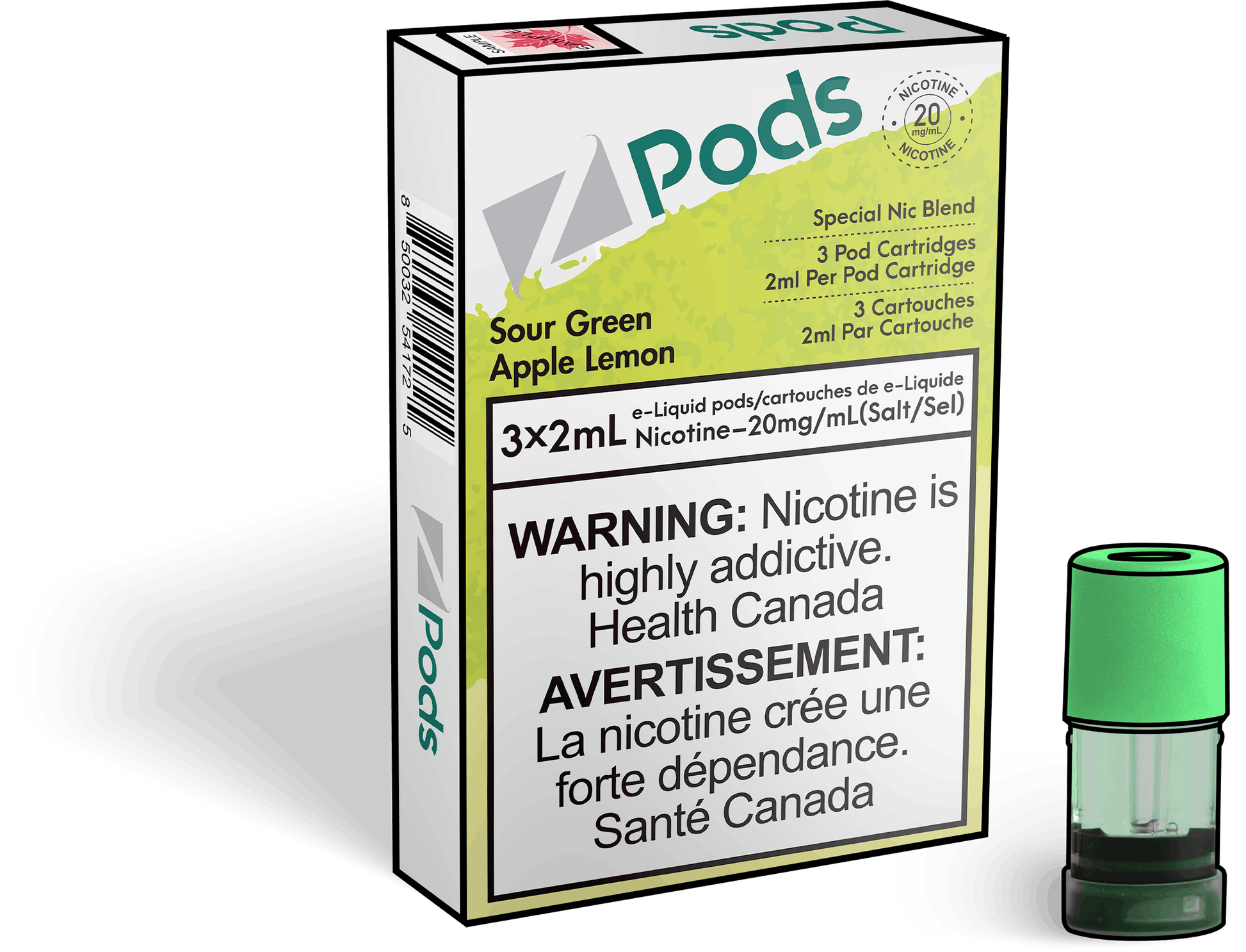 Zpods_Sour_Green_Apple_Lemon_Disposable_Nicotine_Vape_Pod