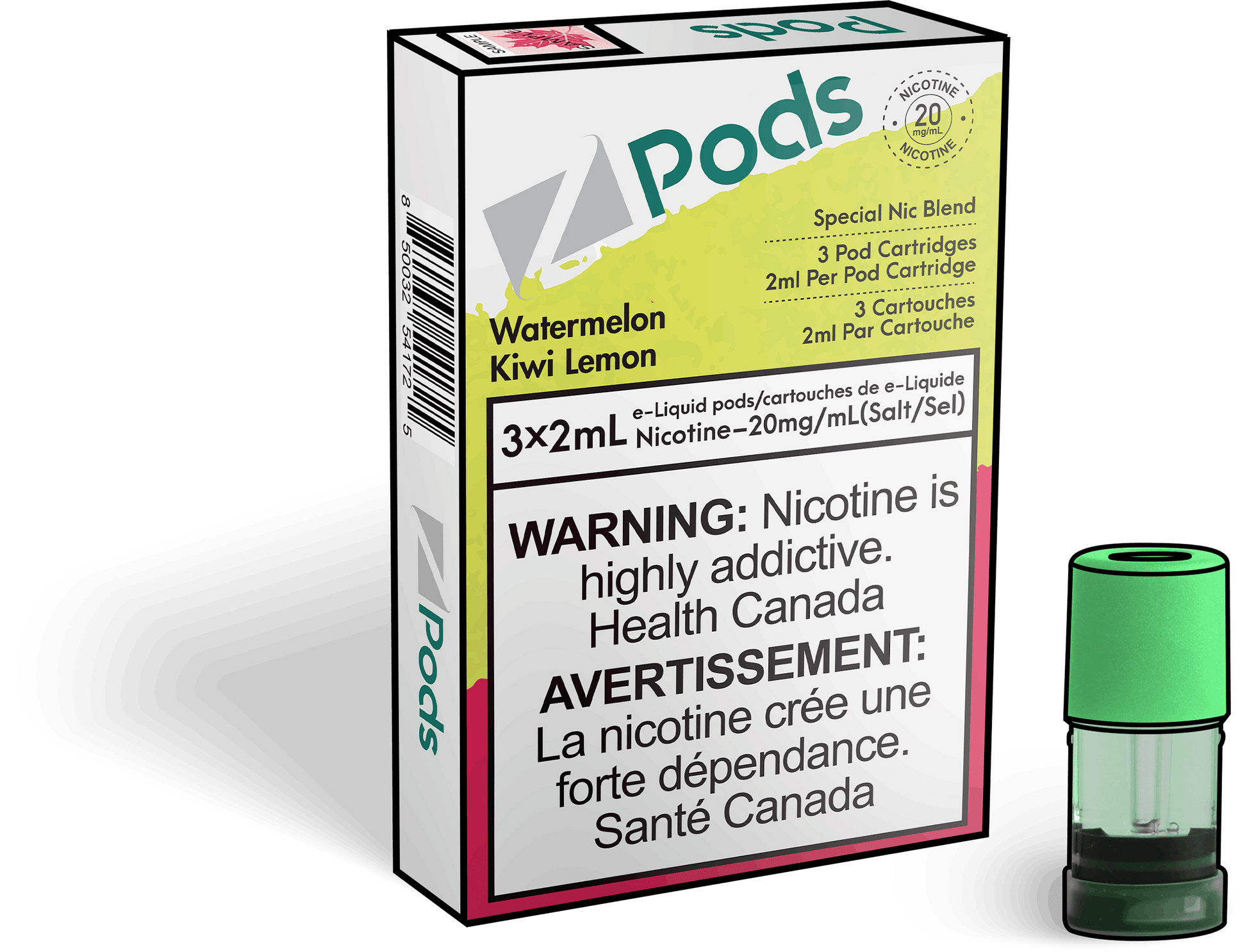 Zpods_Watermelon_Kiwi_Lemon_Disposable_Nicotine_Vape_Pod